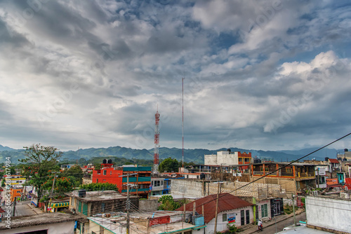 View of the city of Palenque from the hotel window. Mexico.
