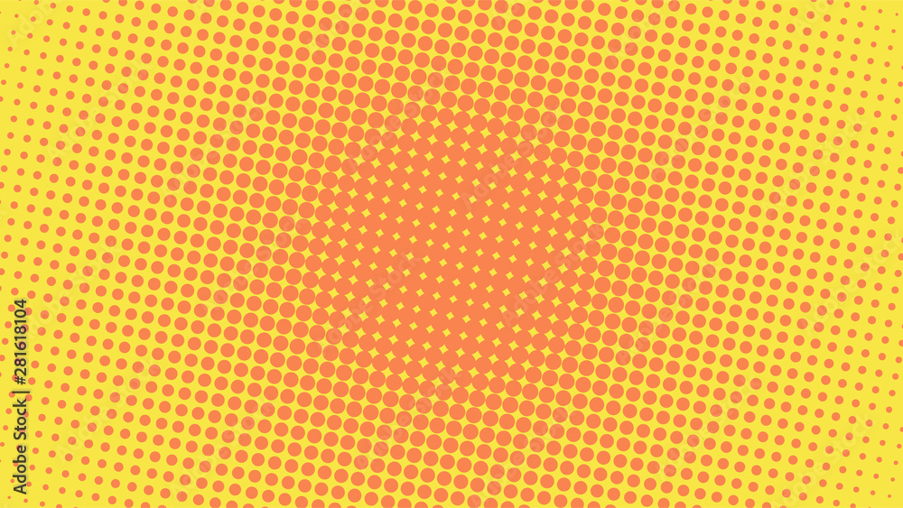 Yellow and orange retro pop art background with halftone dots Yellow and orange retro pop art background with halftone dots