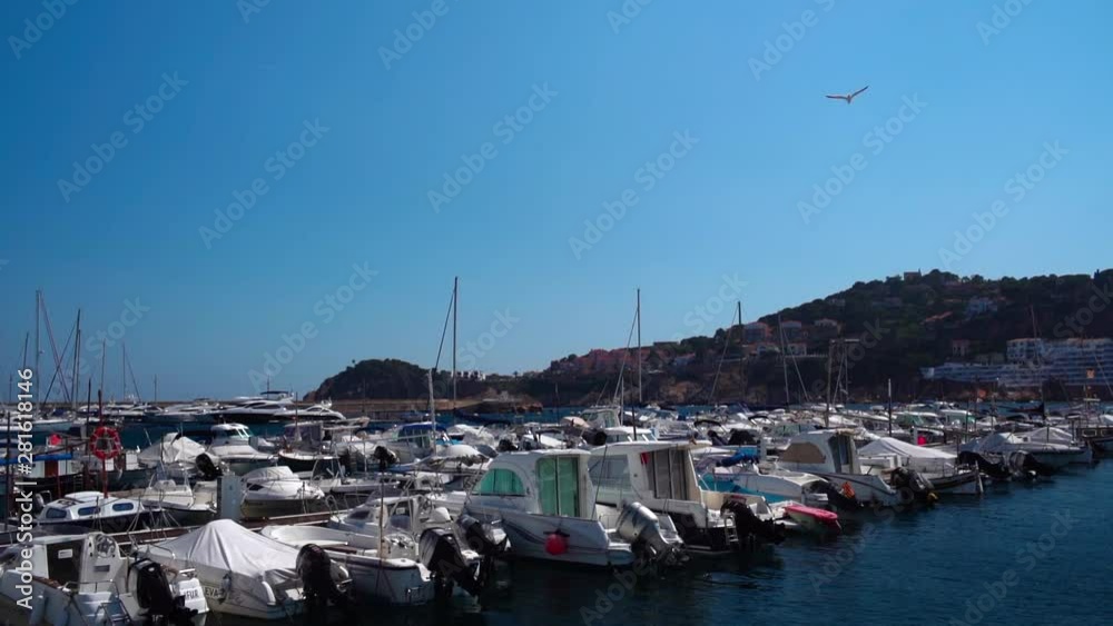 Many yachts in the Gulf of the Mediterranean coast Many yachts in the Gulf of the Mediterranean coast