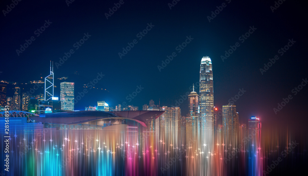 Abstract vertical motion blur city  effect for background