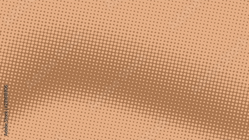 Brown beige retro comic pop art background with haftone dots design. Vector clear template for banner or comic book design, etc