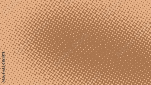 Brown beige retro pop art background with halftone dots design