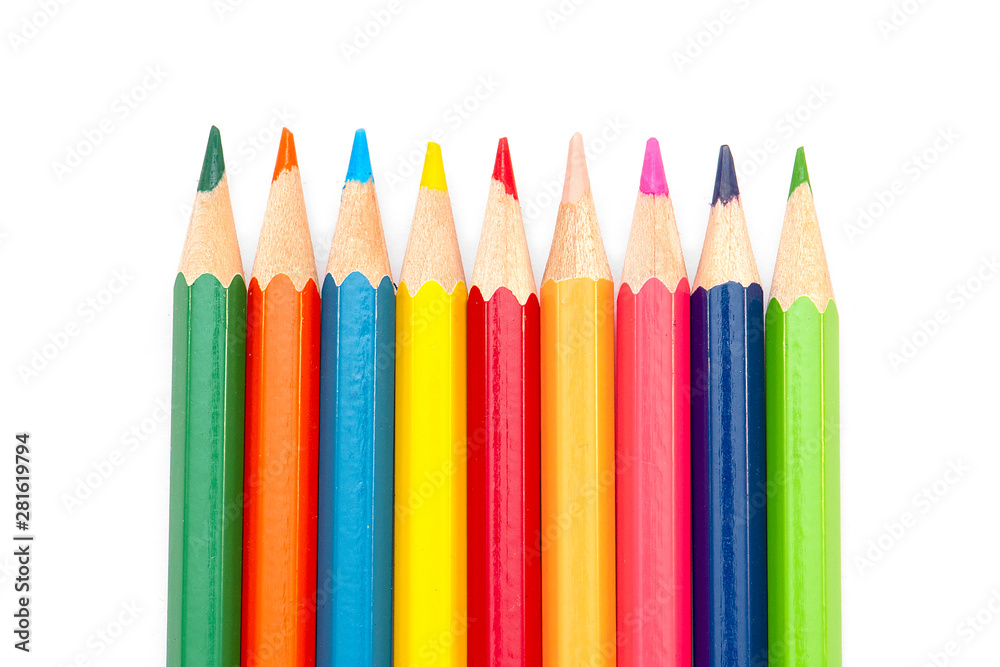 Back to School - Color Pencils isolated on white Background, Back to School - Color Pencils isolated on white Background,