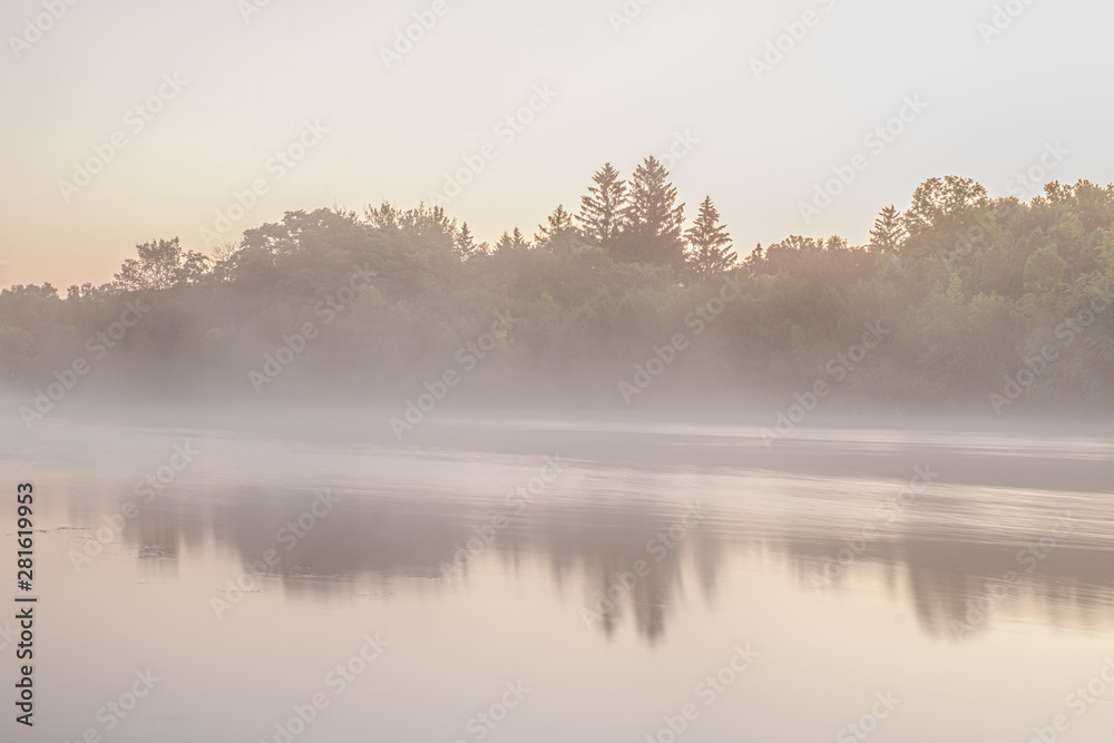 Morning Fog at the beach at tottenham conservation area Ontario Canada