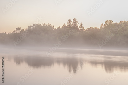 Fototapeta Naklejka Na Ścianę i Meble -  Morning Fog at the beach at tottenham conservation area Ontario Canada