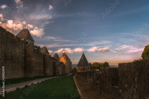 Beautiful Carcassonne path between walls