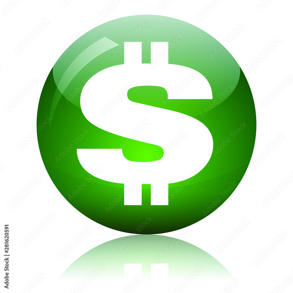 Dollar glass button vector illustration Dollar glass button vector illustration