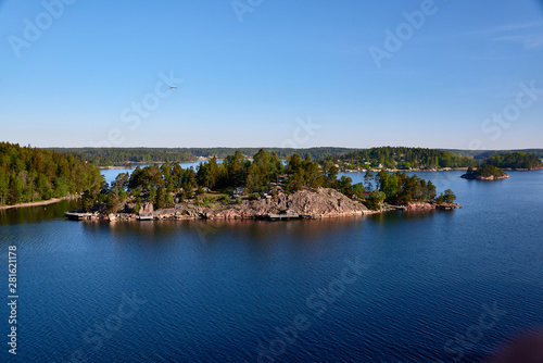 aerial view on scandinavian skerry coast