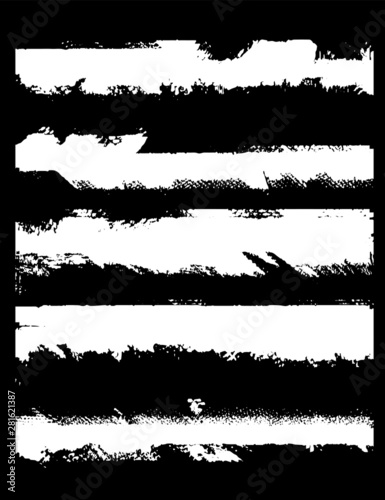 Set of abstract grunge lines. White marks from the roller. Traces of paint strokes with a dry brush