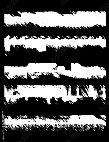 Set of abstract grunge lines. White marks from the roller. Traces of paint strokes with a dry brush