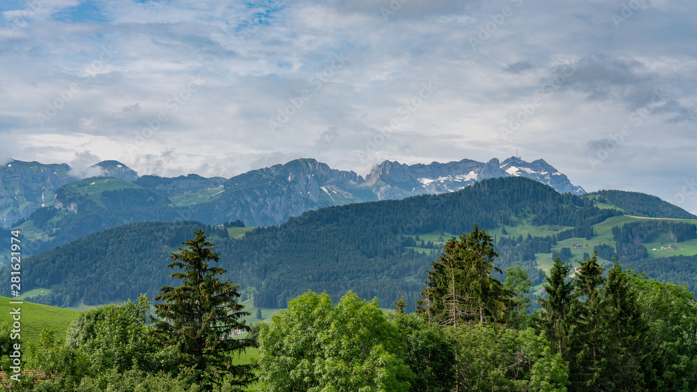 Switzerland, Panoramic view on Appenzell Innerrhoden Alps