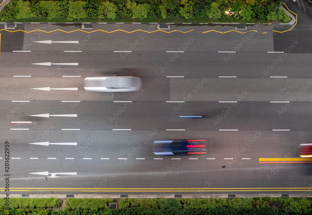 Busy road in Singapore's financial district