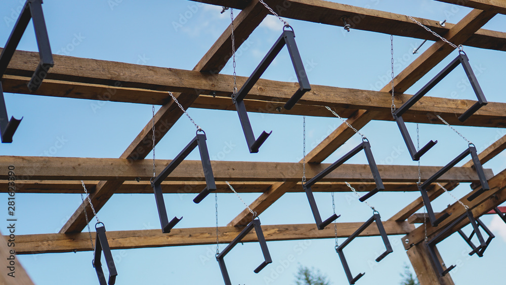 Sports ground. Climbing frame for sport games and competition Sports ground. Climbing frame for sport games and competition