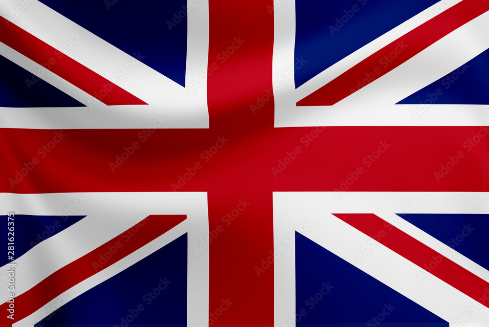 Waving of England flag. England is old country and high growth of economic. Waving of England flag. England is old country and high growth of economic.