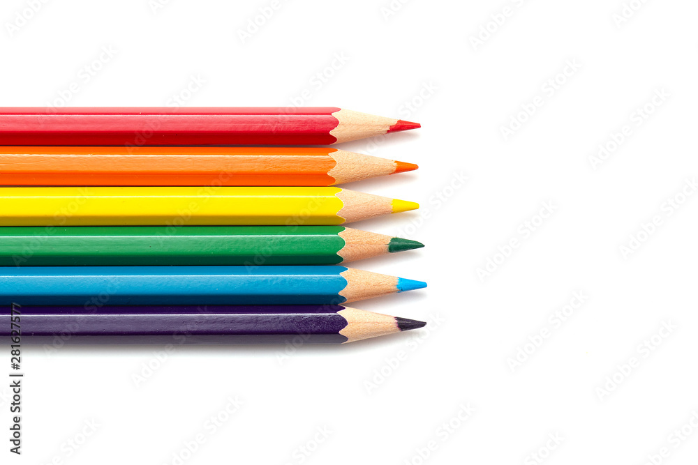 Back to School - Color Pencils isolated on white Background, row of color pencils Back to School - Color Pencils isolated on white Background, row of color pencils