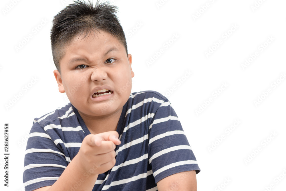 portrait of a angry obese boy isolated portrait of a angry obese boy isolated