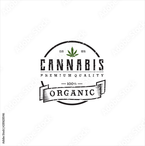 Rustic hemp Ganja Marijuana Logo Design Vector Idea. Cannabis Vintage Emblem. Symbol With Rustic Texture. Vintage Retro Health Medical cannabis cultivation cbd logo With White Background design 