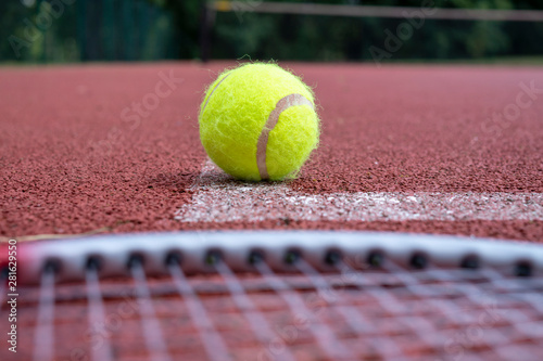 Low angle view tennis scene with ball and racquet © NetPix