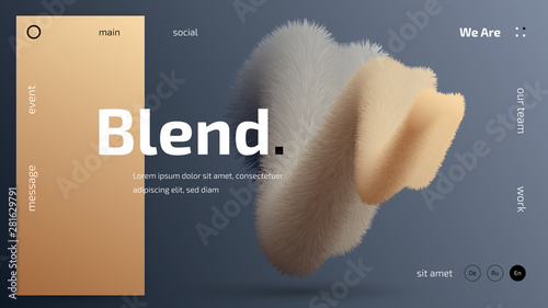 Trendy background with 3d gradient shape, fluid geometric minimalistic shapes, website template, futuristic concept design