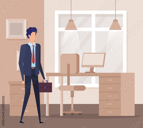 elegant businessman worker in the office scene