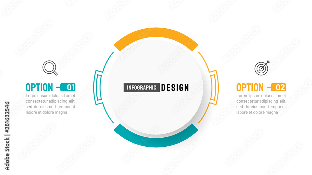 Two step infographic process chart with marketing icons. Vector illustration. Can be used for diagram, report, presentation, web design. Two step infographic process chart with marketing icons. Vector illustration. Can be used for diagram, report, presentation, web design.