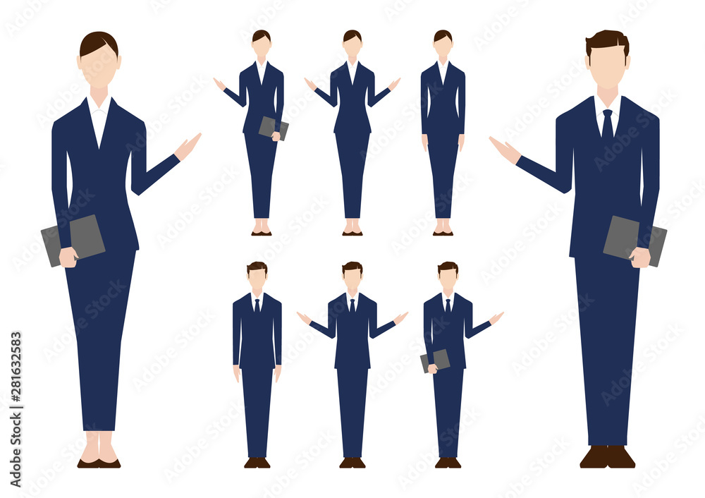 Set of business people. Vector illustration. Flat design. Man and woman. . No.2. White background. Set of business people. Vector illustration. Flat design. Man and woman. . No.2. White background.