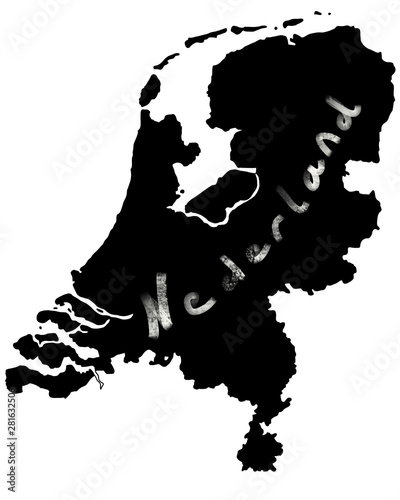 Nederlands map vector illustration of the country and its islands An illustrated map silhouette Holland