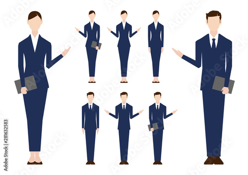 Set of business people. Vector illustration. Flat design. Man and woman. . No.2. White background.