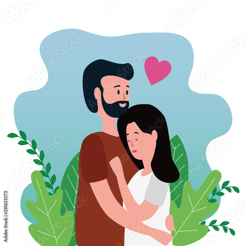 cute lovers couple on the park characters