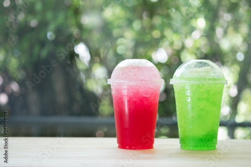 Red lime soda and green lime soda