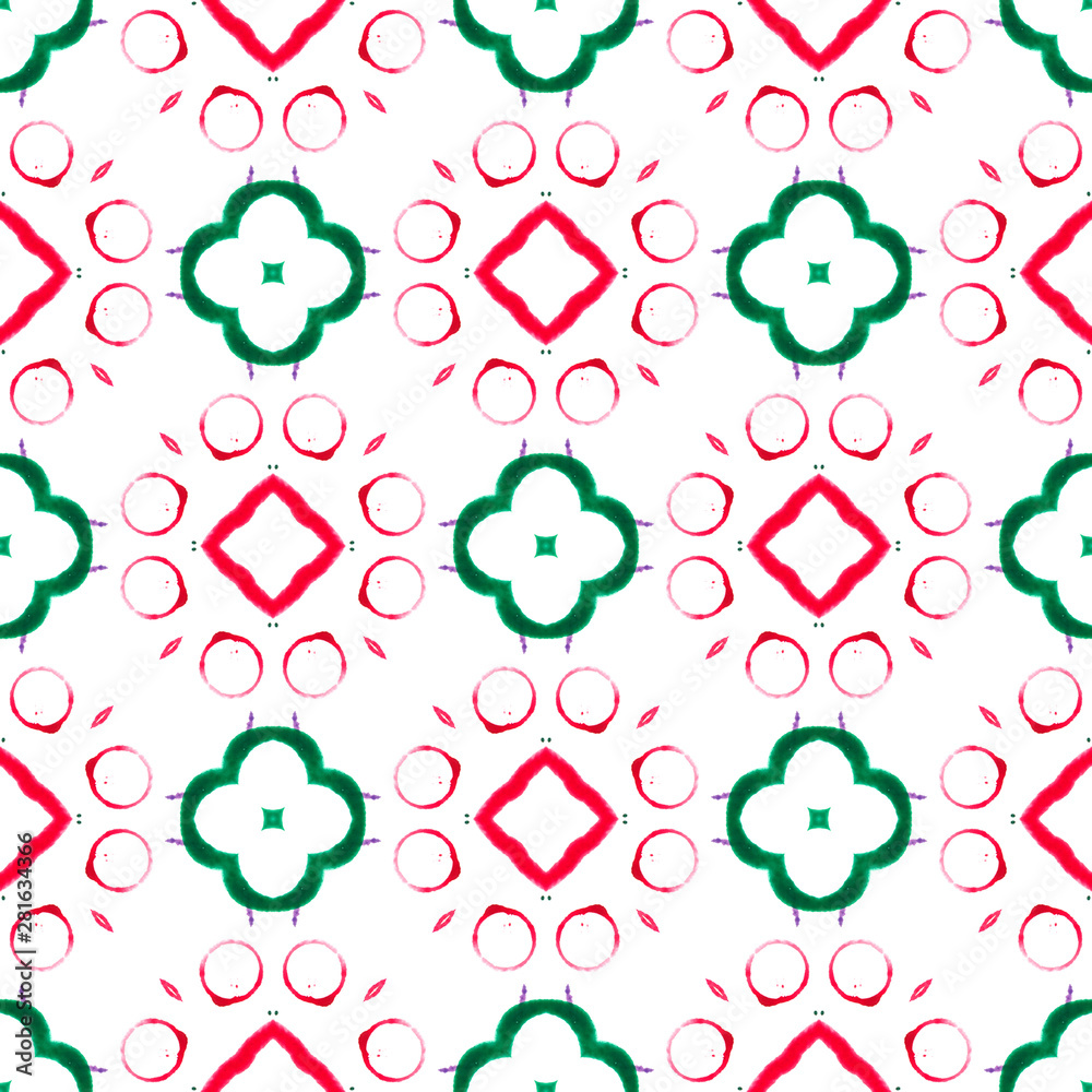Red green circles seamless pattern. Hand drawn wat Red green circles seamless pattern. Hand drawn wat
