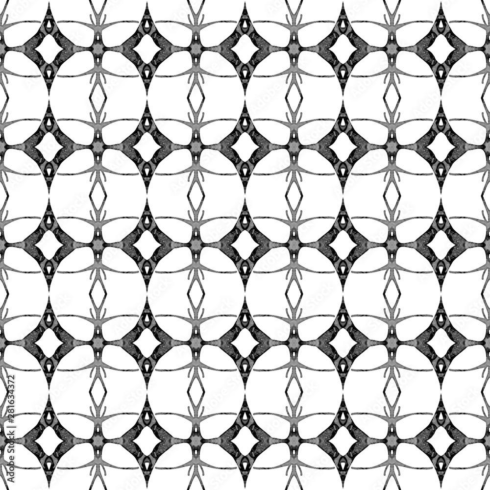 Fototapeta premium Black and white geometric seamless pattern. Hand d