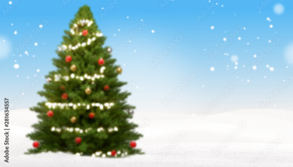 blurred christmas fir tree background with snow and snowflakes 3d-illustration blurred christmas fir tree background with snow and snowflakes 3d-illustration