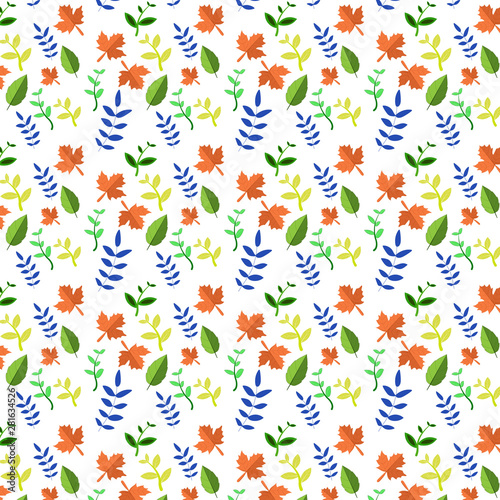 Seamless pattern of flowers and leaves design of vector illustration on white background © piyaphunjun