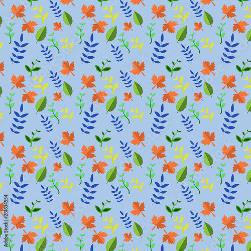 Seamless pattern of flowers and leaves design of vector illustration