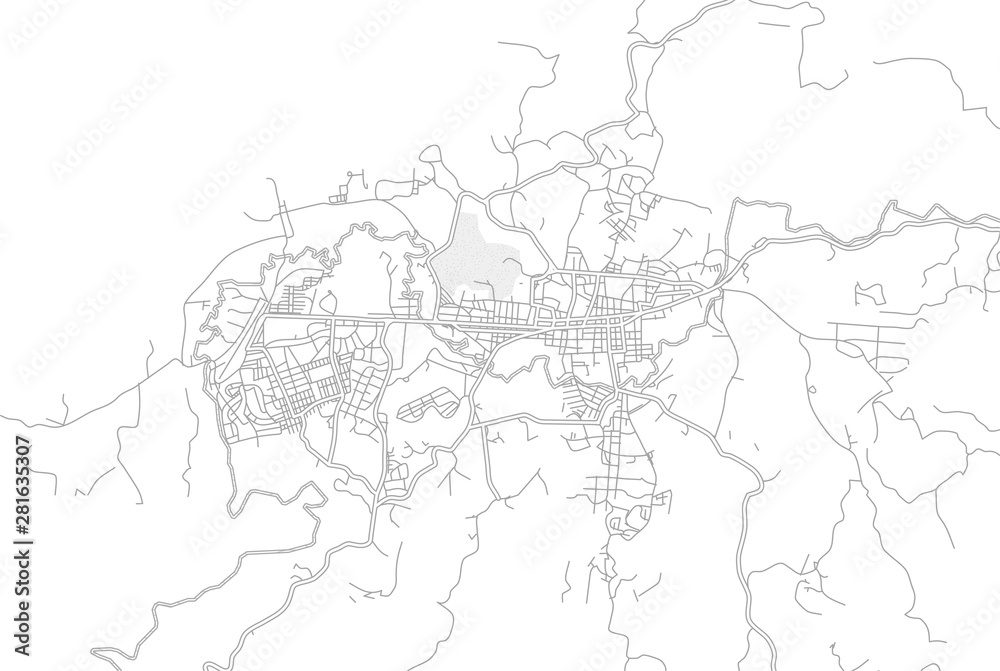 Cobán, Alta Verapaz, Guatemala, bright outlined vector map