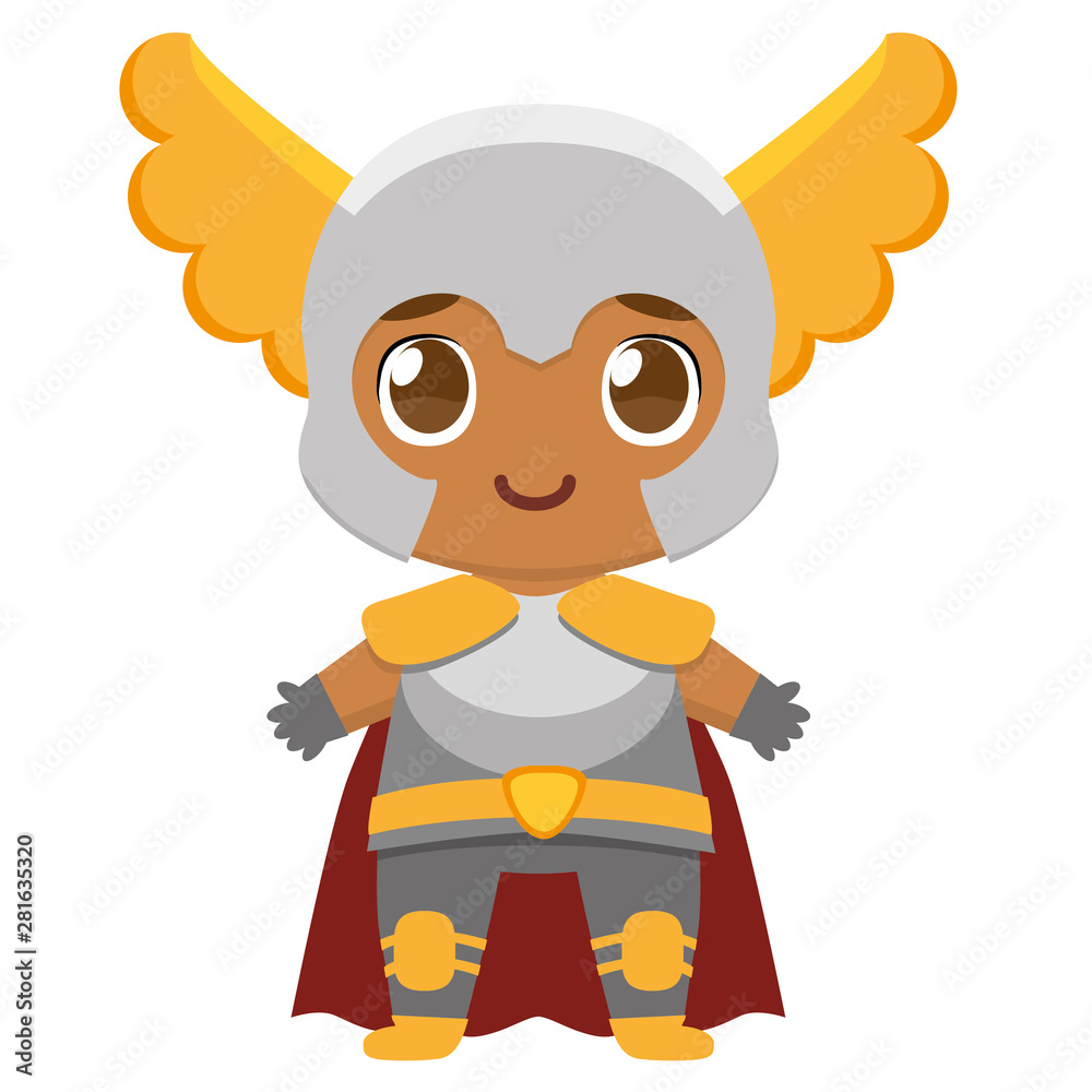 Fototapeta premium Vector cute kawaii kid superhero colorful isolated