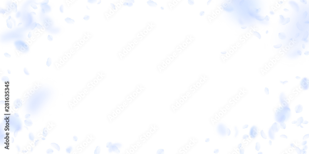 Light blue flower petals falling down. Surprising Light blue flower petals falling down. Surprising