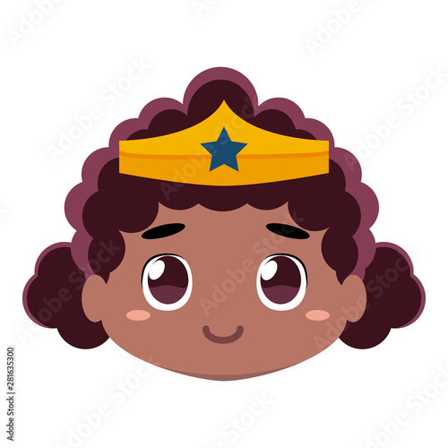 Vector cute kawaii kid superhero colorful isolated