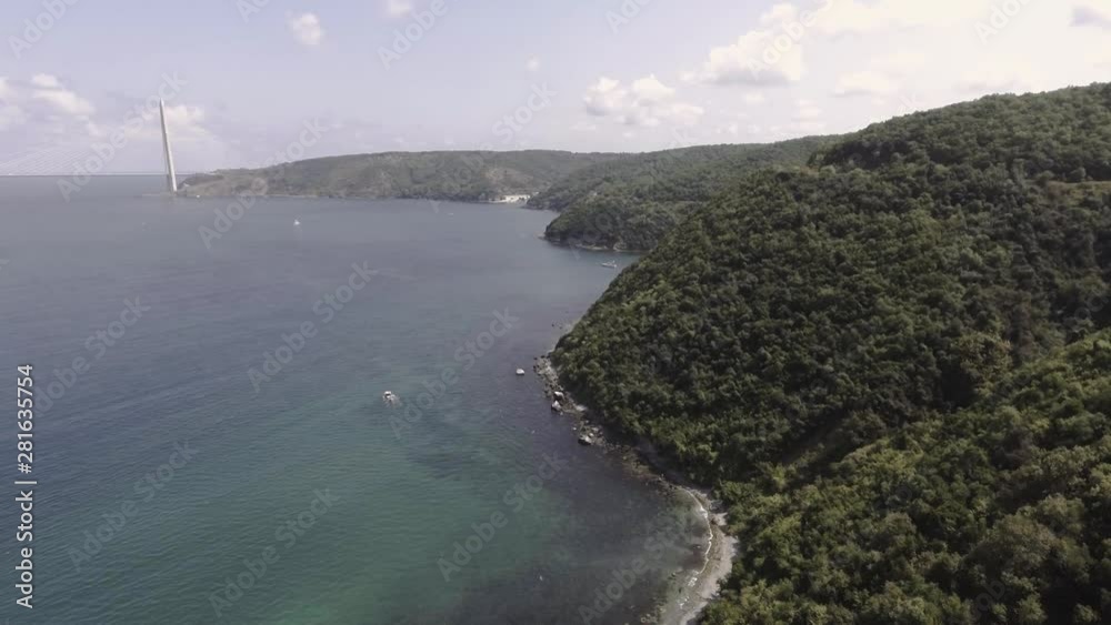 Istanbul aerial view bridge and forest with drone shooting Istanbul aerial view bridge and forest with drone shooting