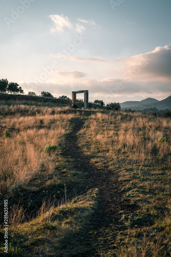 Mountain path at sunset in Sicily
