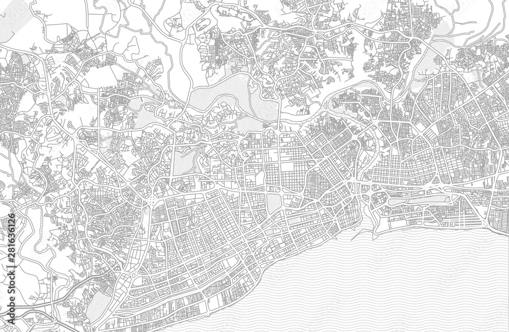 Santo Domingo, Distrito Nacional, Dominican Republic, bright outlined vector map