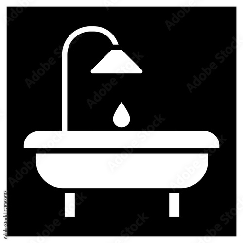 Bath. The icon. A tank for bathing or taking medical procedures - a flat, black and white image.