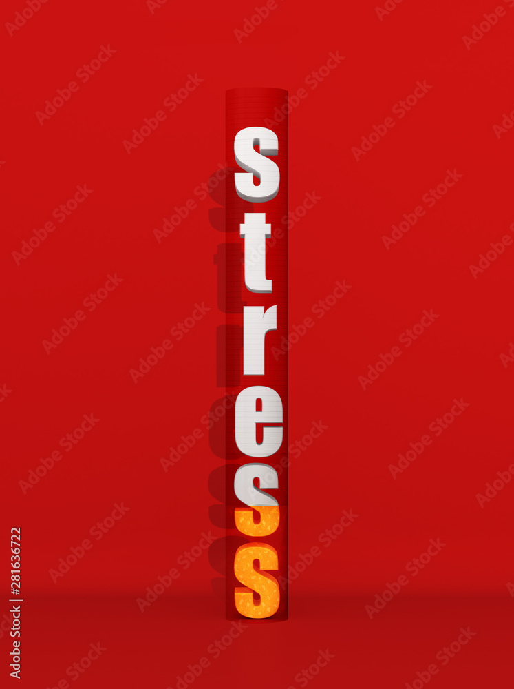 Cigarette.Concept of smoking and stress. vertical inscription - stress in the form of a cigarette. 3d illustration Cigarette.Concept of smoking and stress. vertical inscription - stress in the form of a cigarette. 3d illustration