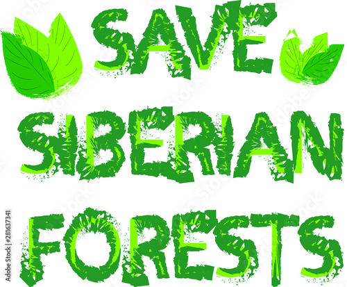 Save Siberian Forests logo. Fires in the forests of Siberia in Russia. Vector letter logo.