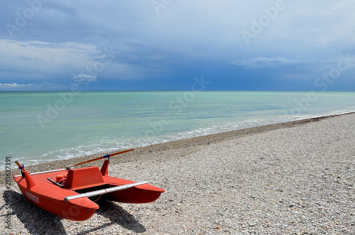Italian stony beach after a storm