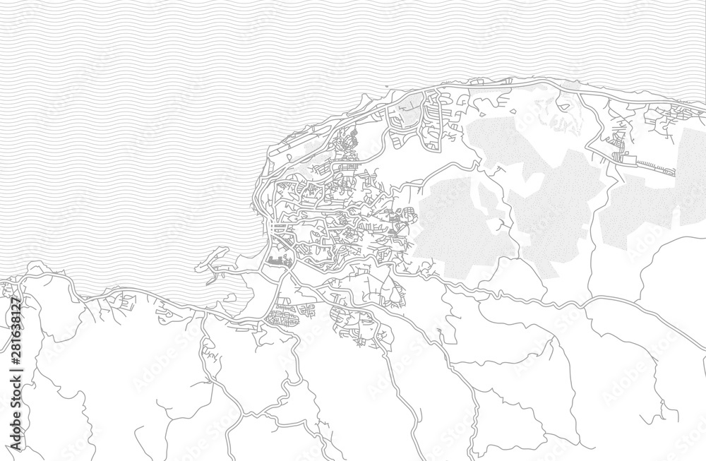 Fototapeta premium Montego Bay, Saint Catherine, Jamaica, bright outlined vector map