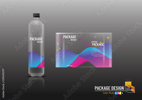 Labels & Plastic bottle, package design template, mock up, Vector illustration