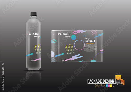 Labels & Plastic bottles, package design, Mock up bottle, Vector illustration