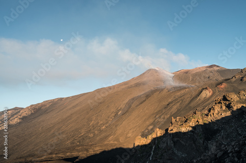 The last Etna eruption at dawn  incredible natural phenomenon